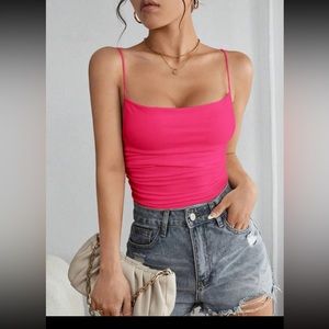 New ✨ Hot Pink Ruched Bodysuit